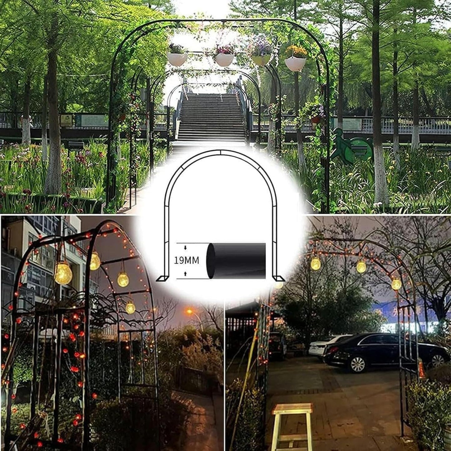 Garden Tree Arch Metal Arch, Used for Climbing Plants, Independent Tree Frame Pavilion Garden Arch(Green,W1.4M*H2.3M)