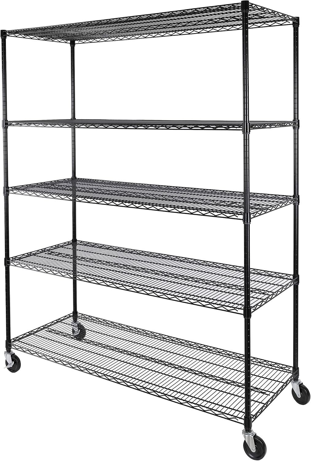 Seville Classics UltraDurable Heavy Duty NSF Solid Steel Wire Rack Storage Unit Organizer for Garage, Warehouse, Office, Restaurant, Classroom, Kitchen, 5-Tier Shelving, 48" W x 18" D