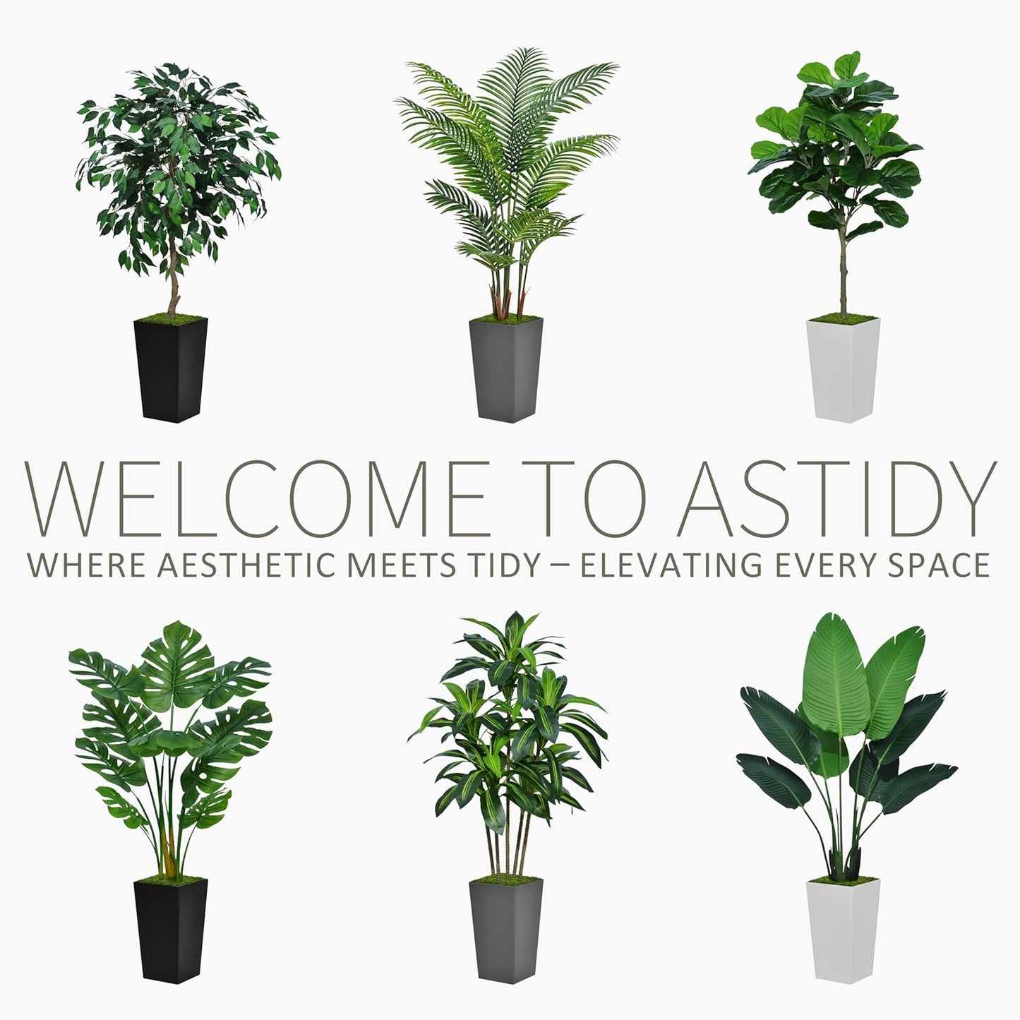 Artificial Palm Tree 5FT - Fake Tree with White Tall Planter - Faux Tropical Areca Floor Plant in Pot - Artificial Silk Plant for Home Office Living Room Decor Indoor