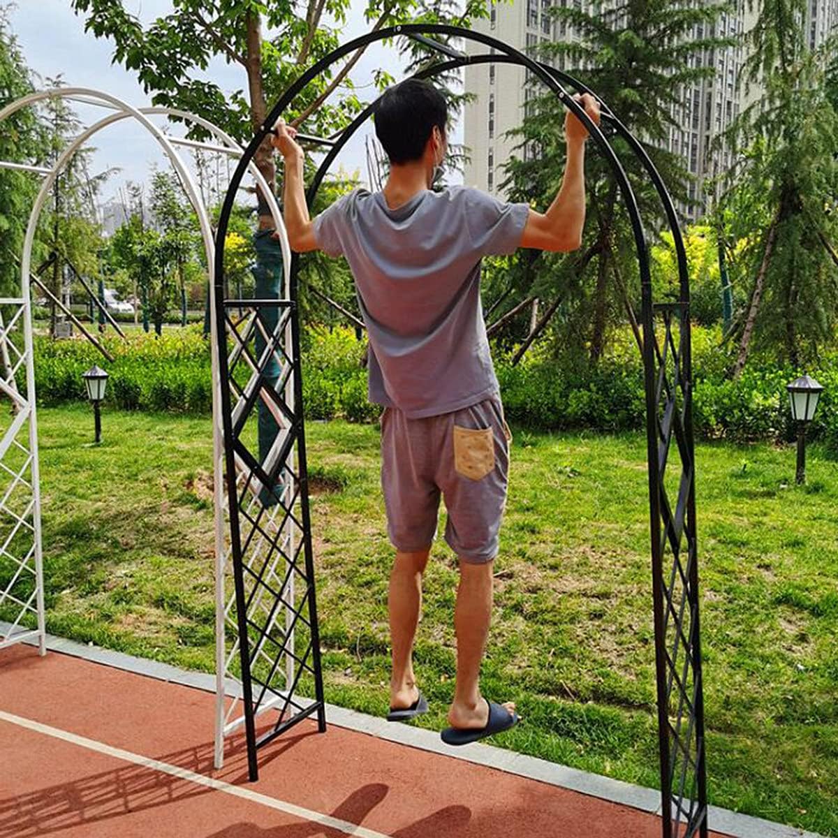 Heavy Duty Garden Arch Rose Archway, for Outdoors Garden Arbor for Various Climbing Plant, Rose Arch, Easy Assembly,Copper-220×230cm