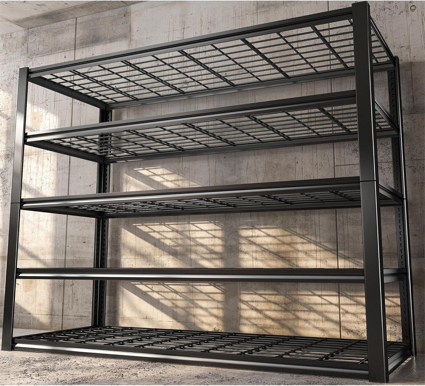 REIBII 60" W Garage Shelving Heavy Duty Metal Shelving 3000LBS Storage Shelves Adjustable Metal Shelves for Storage Industrial 5 Tier Garage Shelves for Warehouse Basement Pantry 60"W x 24"D x 72"H