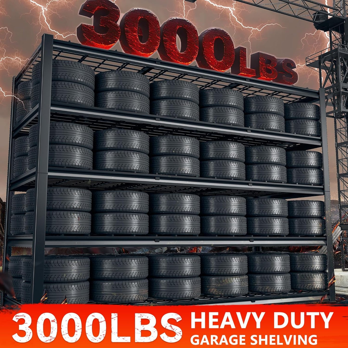 REIBII 60" W Garage Shelving Heavy Duty Metal Shelving 3000LBS Storage Shelves Adjustable Metal Shelves for Storage Industrial 5 Tier Garage Shelves for Warehouse Basement Pantry 60"W x 24"D x 72"H