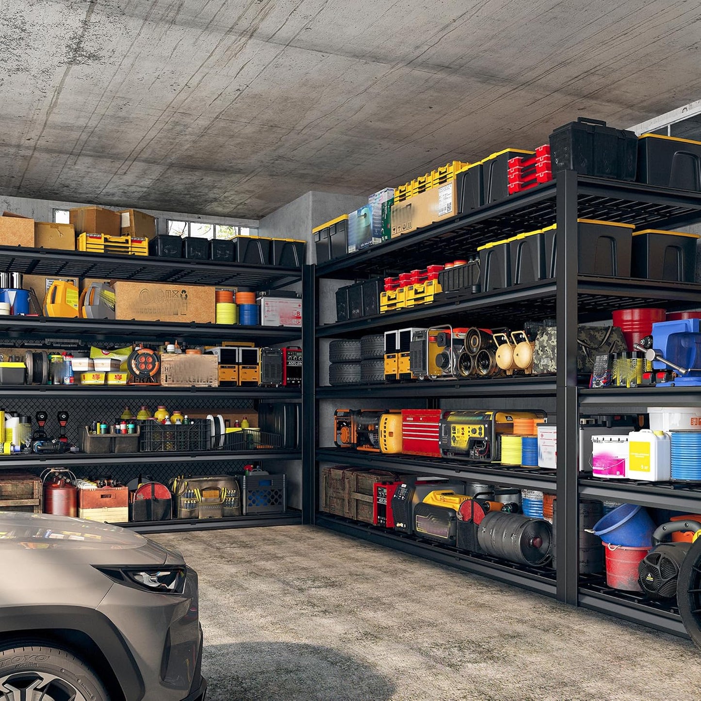 REIBII 60" W Garage Shelving Heavy Duty Metal Shelving 3000LBS Storage Shelves Adjustable Metal Shelves for Storage Industrial 5 Tier Garage Shelves for Warehouse Basement Pantry 60"W x 24"D x 72"H